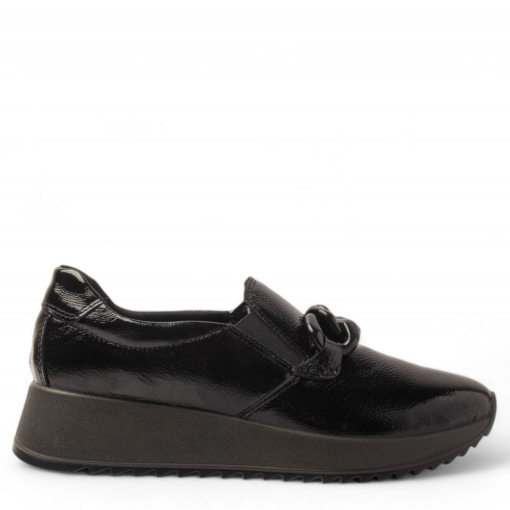Italian Women Black Vernis Leather Shoes #3598