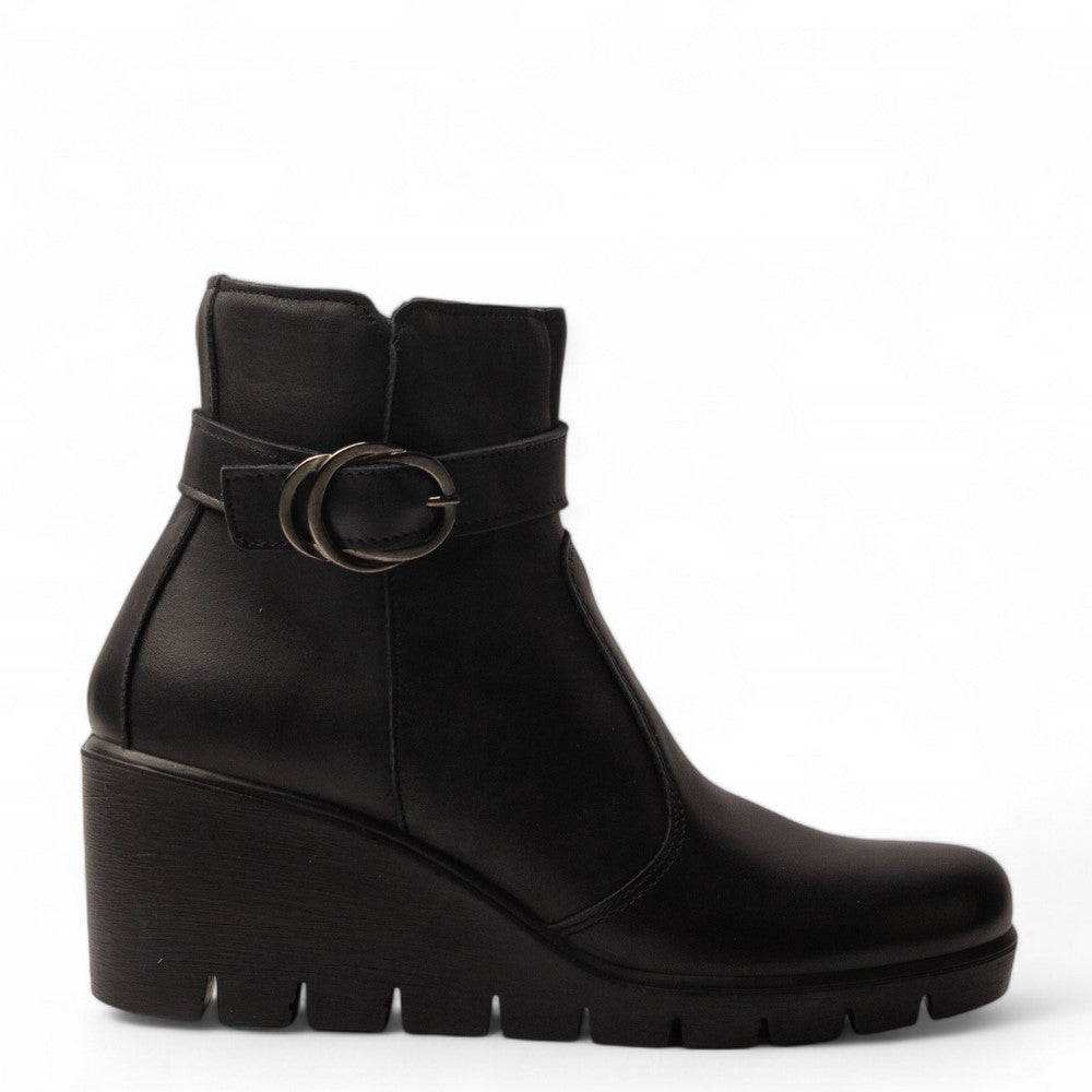 Italian Women Black Leather Half Boot #3601