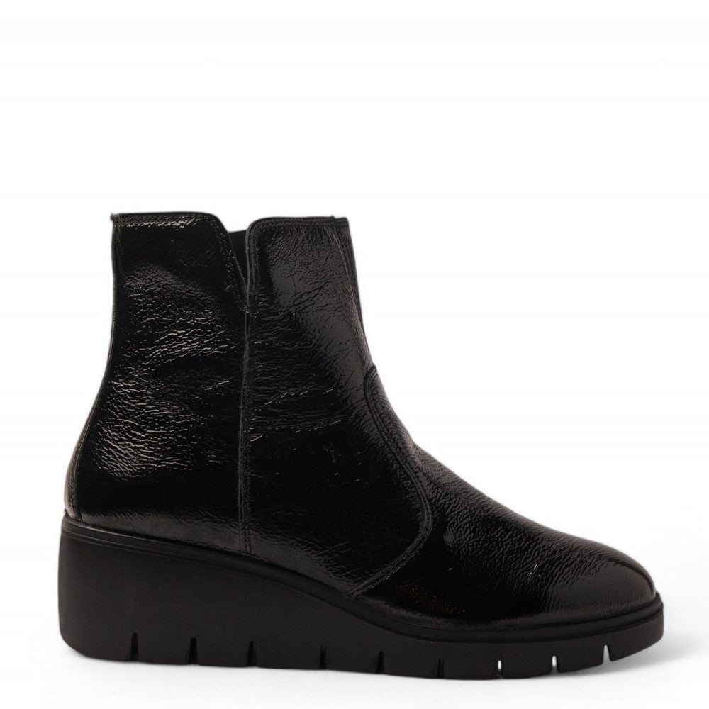 Italian Women Black Vernis Leather Half Boot #3604
