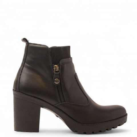 Italian Women Black Leather Half Boot #3606