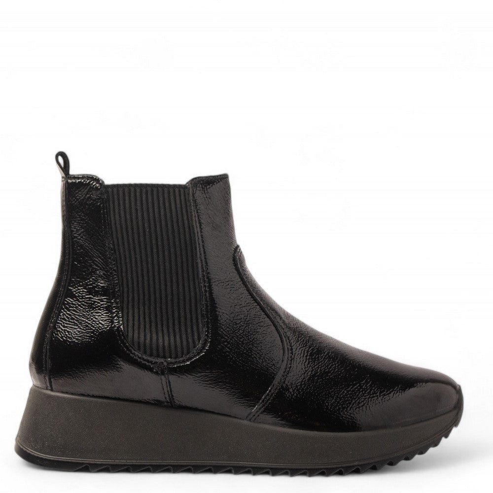 Italian Women Black Vernis Leather Half Boot #3609