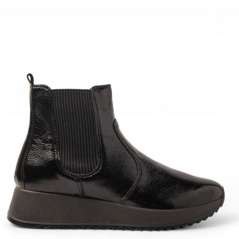 Italian Women Black Vernis Leather Half Boot #3609