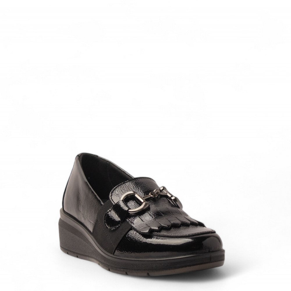 Italian Women Black Vernis Leather Shoes #3618