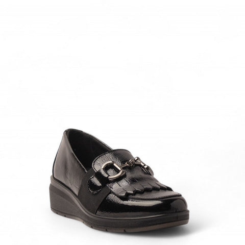Italian Women Black Vernis Leather Shoes #3618
