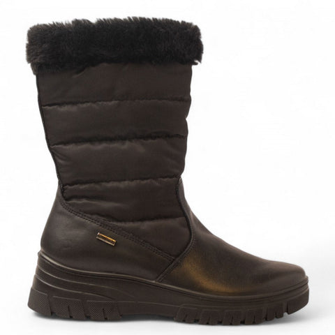 Italian Women Black Leather Half Boot #3619