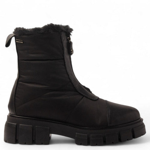 Italian Women Black N. Leather x Water Proof Half Boot #3632
