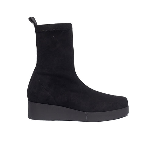 Spanish Women Black Chamois Half Boot #0365