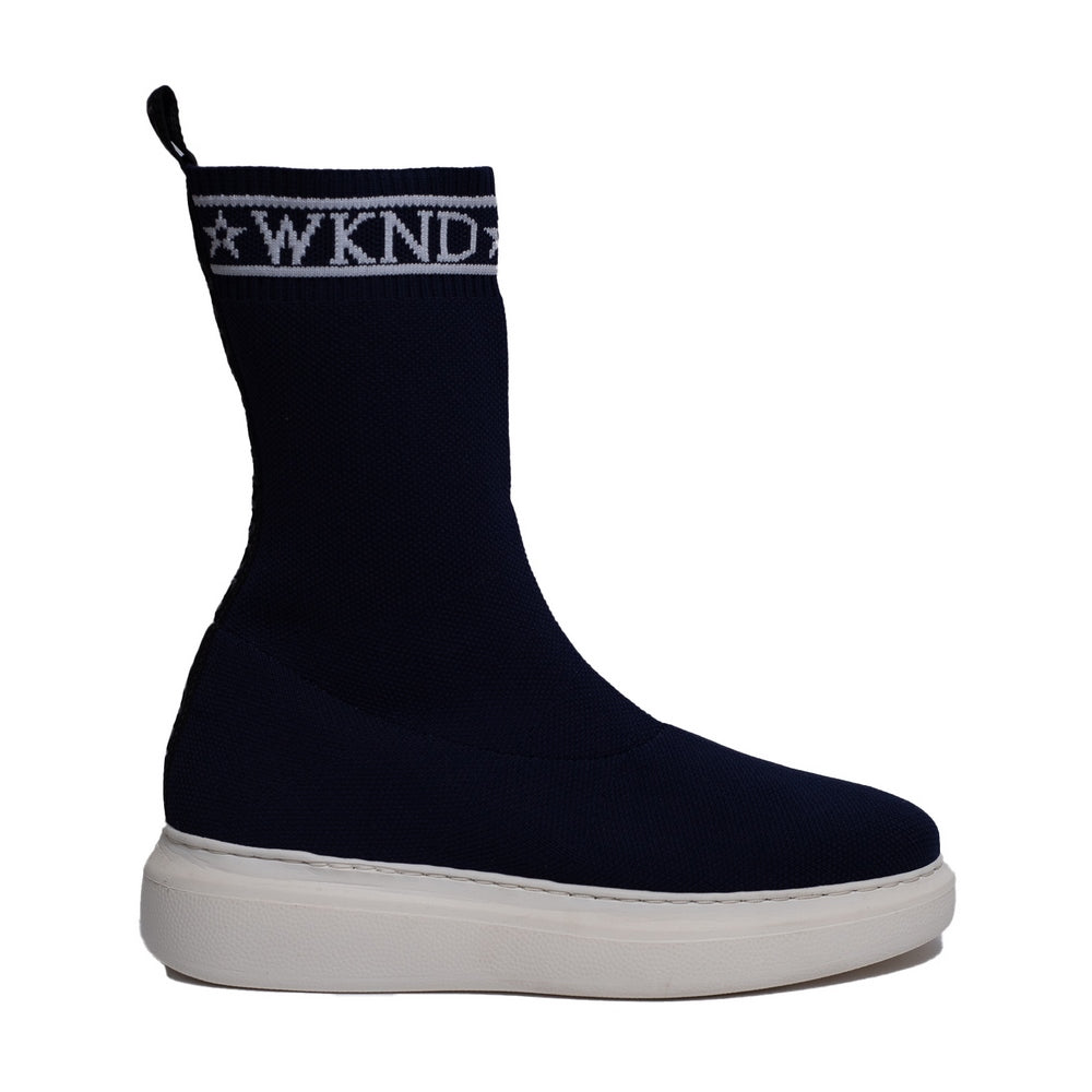 Spanish Women Dark Blue Leather Half Boot #0370