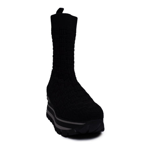 Spanish Women Black Cloth Half Boot #0374