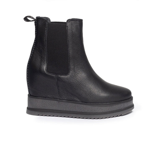 Spanish Women Black Leather Half Boot #0380