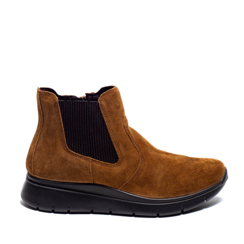 Italian Women Camel Chamois Half Boot #0045