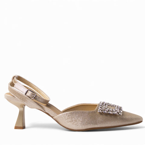 Europeon Union Women Gold Satin Soiree Sandal #4716