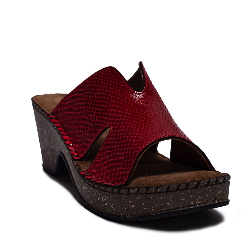 Turkish Women Red Leather Wedges #0551