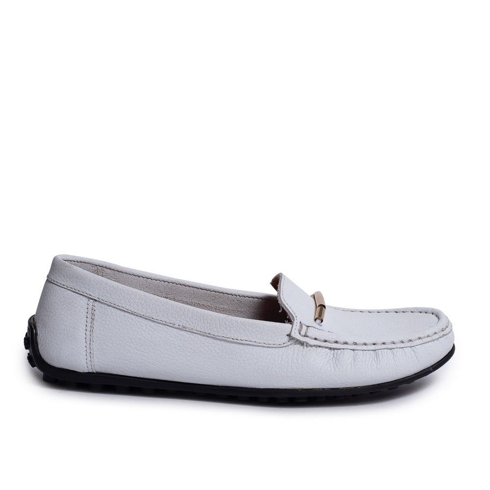 Women White Leather Espadrilles #0604