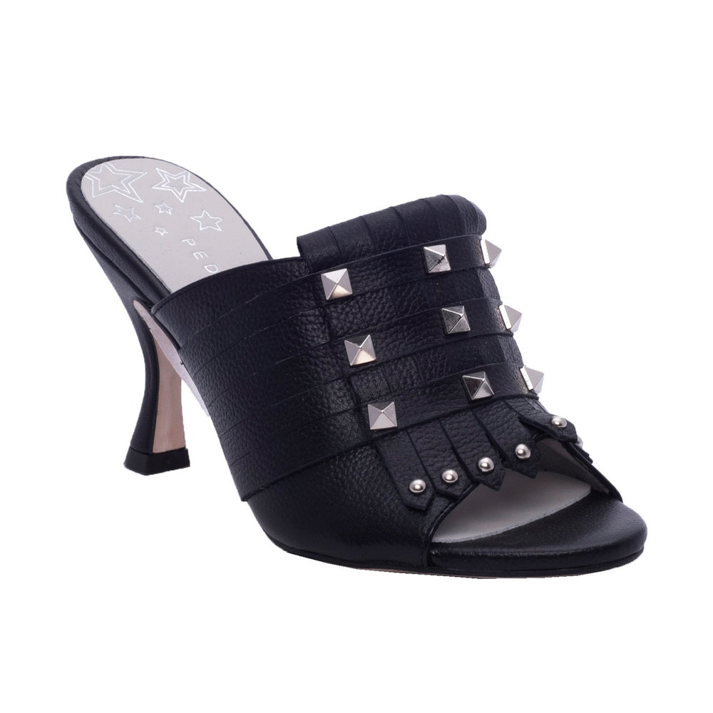 Spanish Women Black Leather Wedges #8123