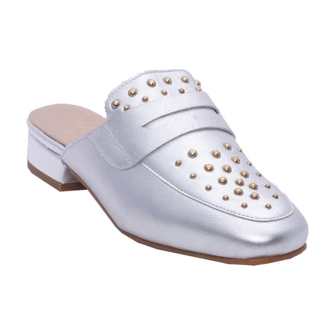 Spanish Women Silver Leather Wedges #8158