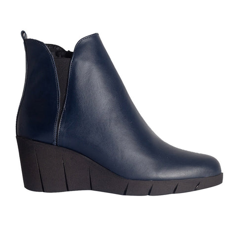 Turkish Women Dark Blue Leather Half Boot #0815