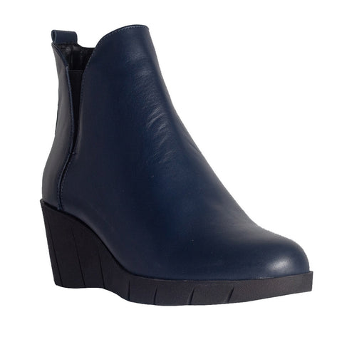 Turkish Women Dark Blue Leather Half Boot #0815