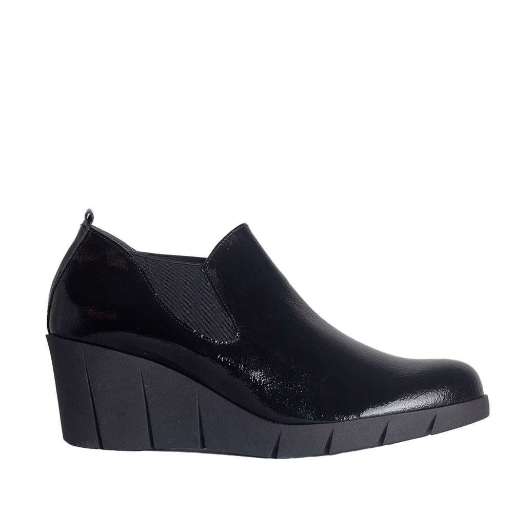 Turkish Women Black Vernis Leather Wedges #0825