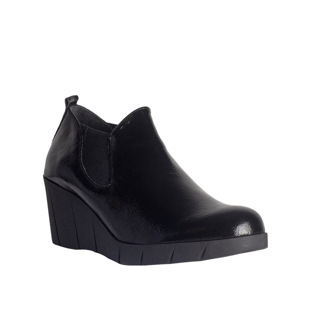 Turkish Women Black Vernis Leather Wedges #0825