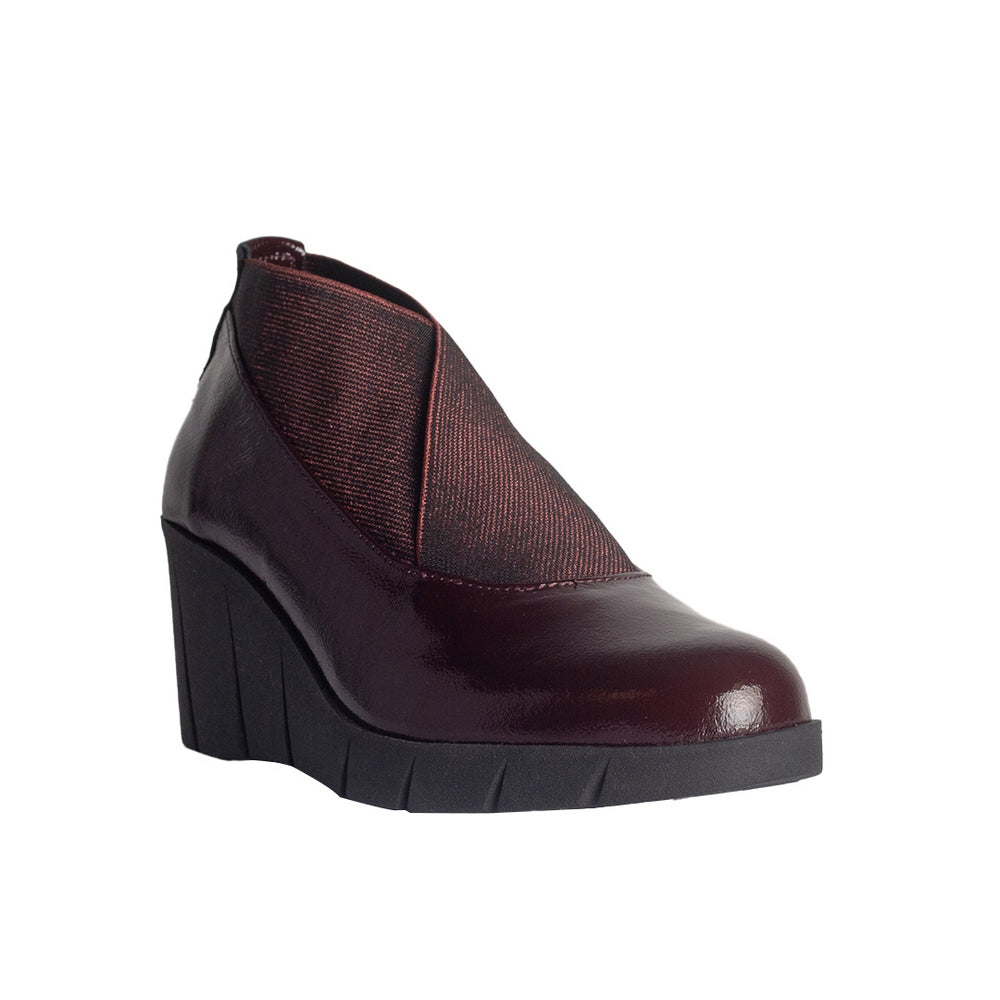 Turkish Women Maroon Vernis Leather Wedges #0830