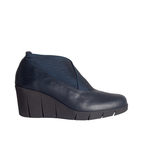 Turkish Women Dark Blue Leather Wedges #0832