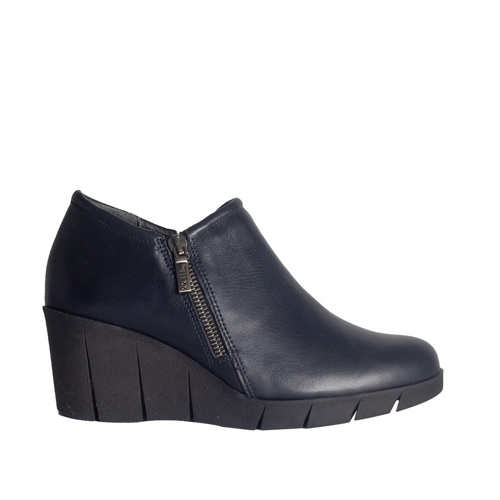 Turkish Women Dark Blue Leather Wedges #0833