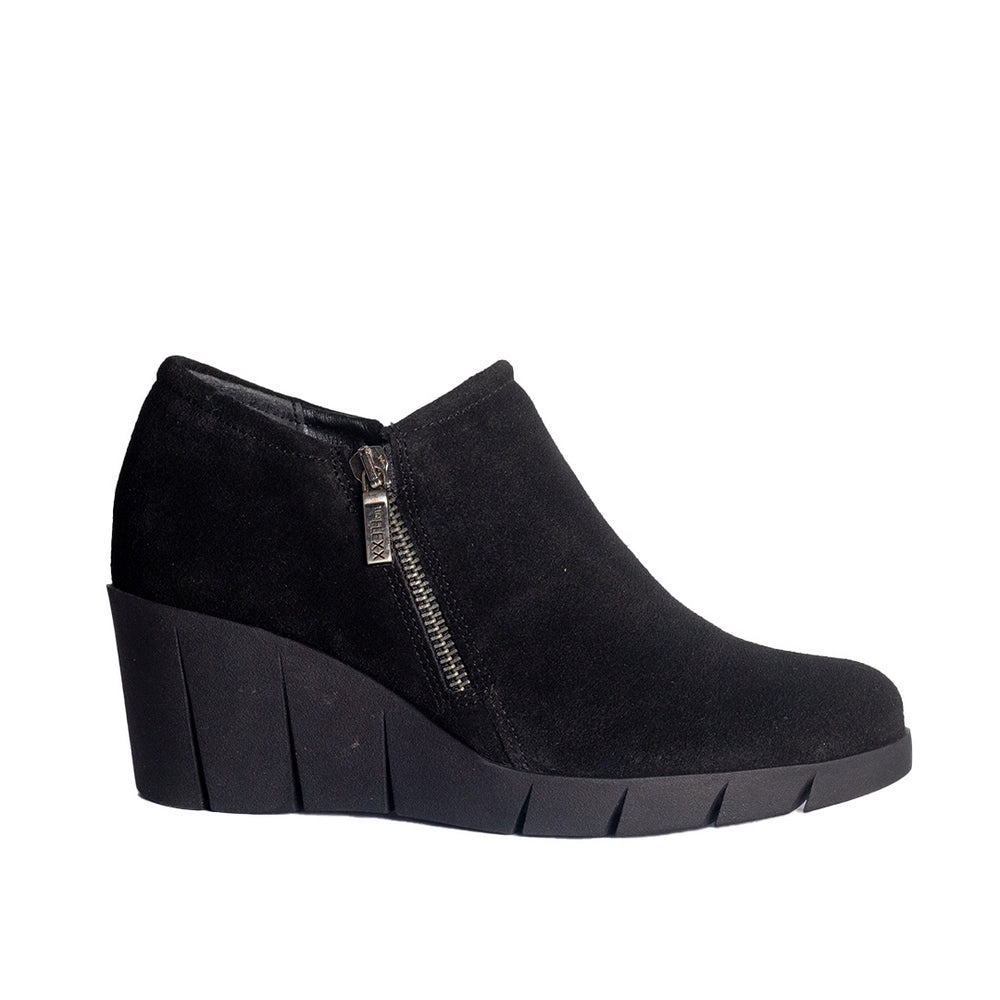 Turkish Women Black Chamois Wedges #0835