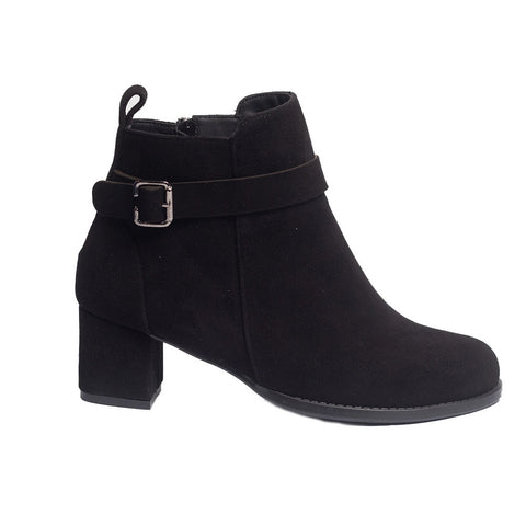Women Black Chamois Half Boot #0849