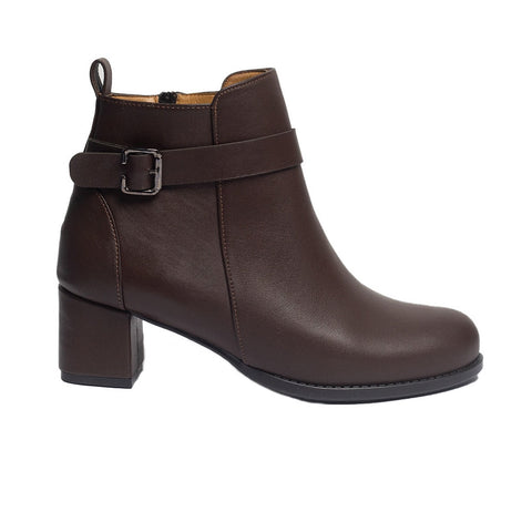 Women Brown Leather Half Boot #0850