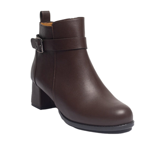 Women Brown Leather Half Boot #0850