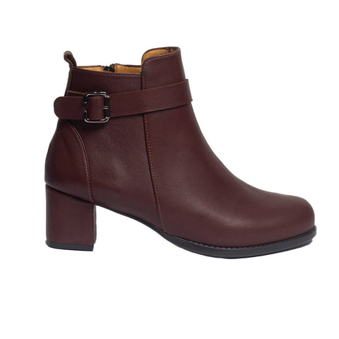 Women Maroon Leather Half Boot #0852