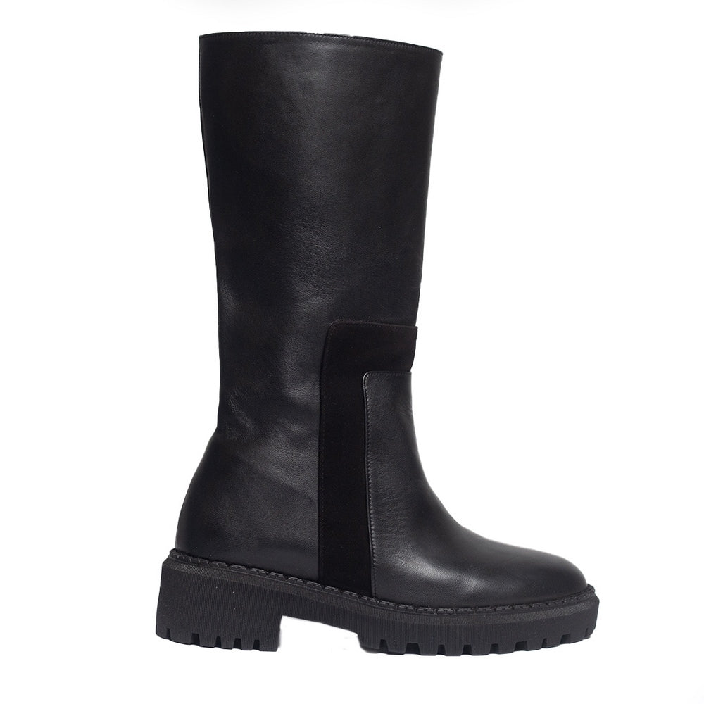 Women Black Leather Boot #0860
