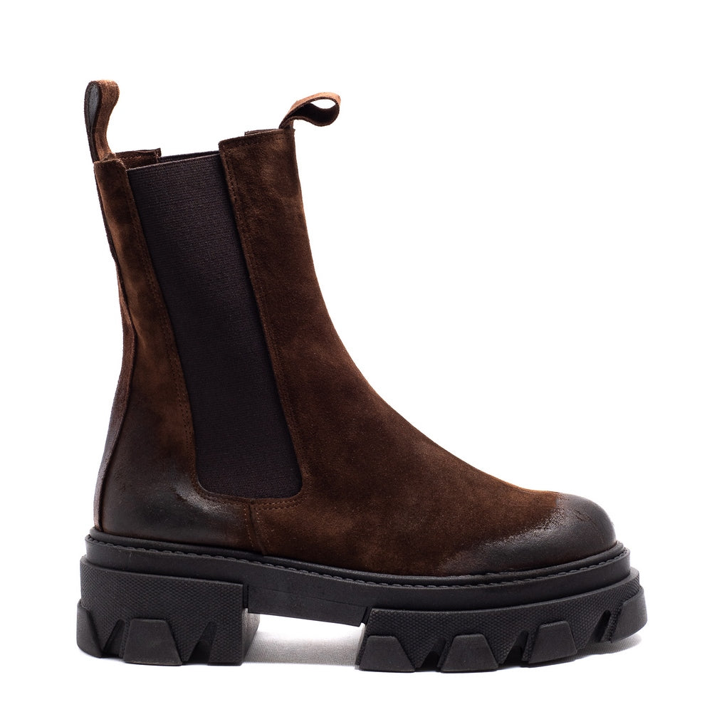 Italian Women Brown Chamois Half Boot #0092