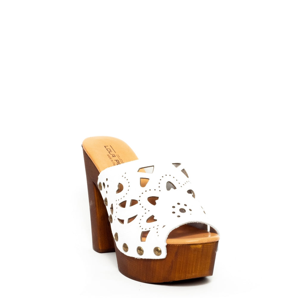 Italian Women white Leather Wedges #9351