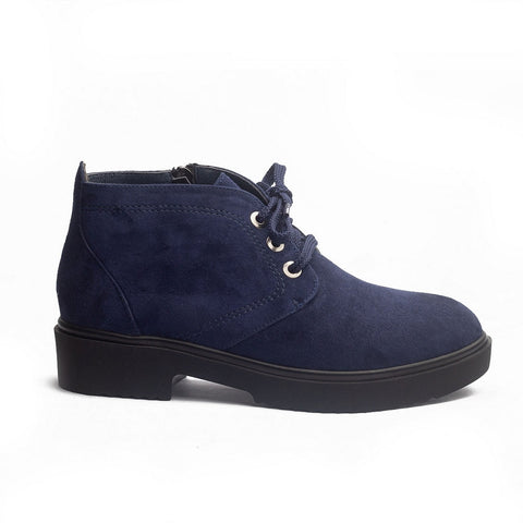 Women Dark Blue Chamois Half Boot #0946