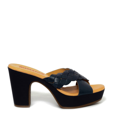 Spanish Women DarkBlue Leather Wedges #9470