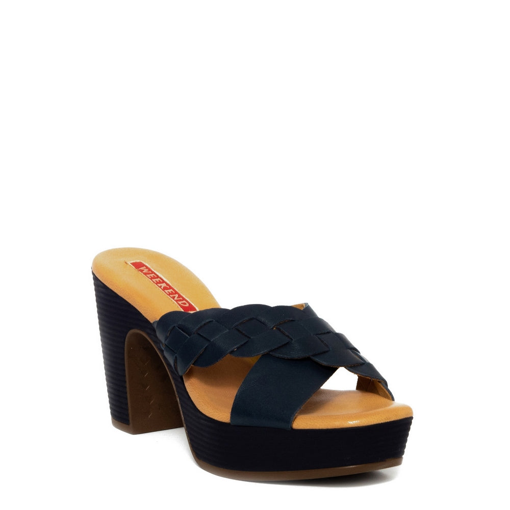 Spanish Women DarkBlue Leather Wedges #9470