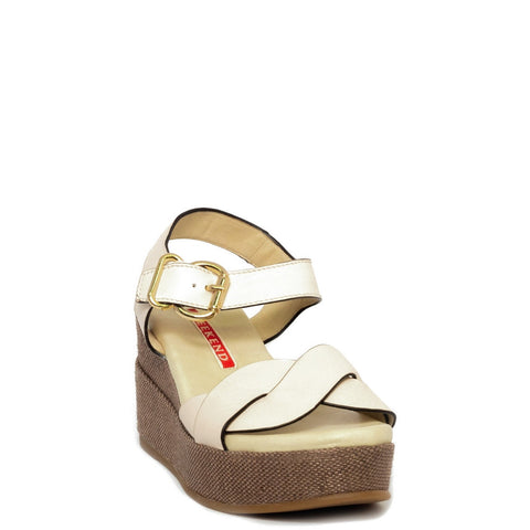 Spanish Women Beige Leather Wedges #9483