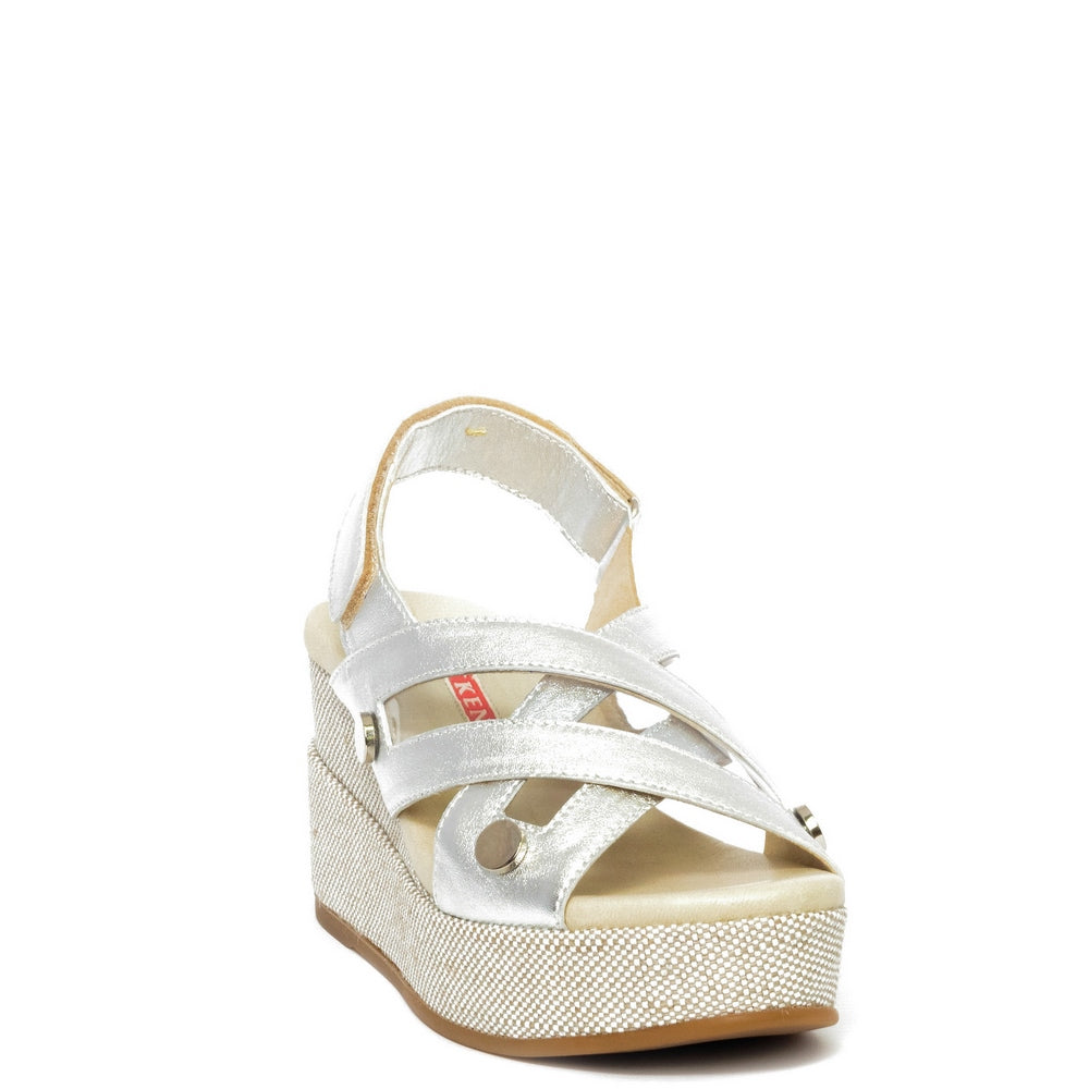 Spanish Women Silver Leather Wedges #9485