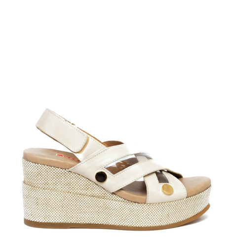 Spanish Women Beige Leather Wedges #9486