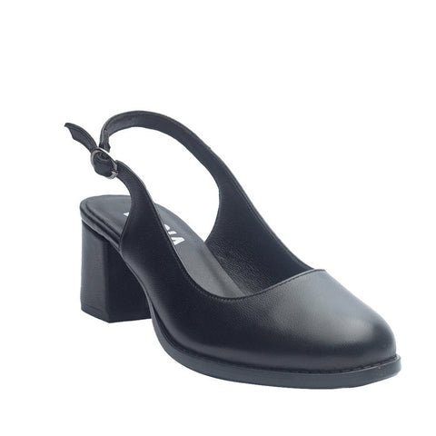 Women Black Leather Sandal #0948