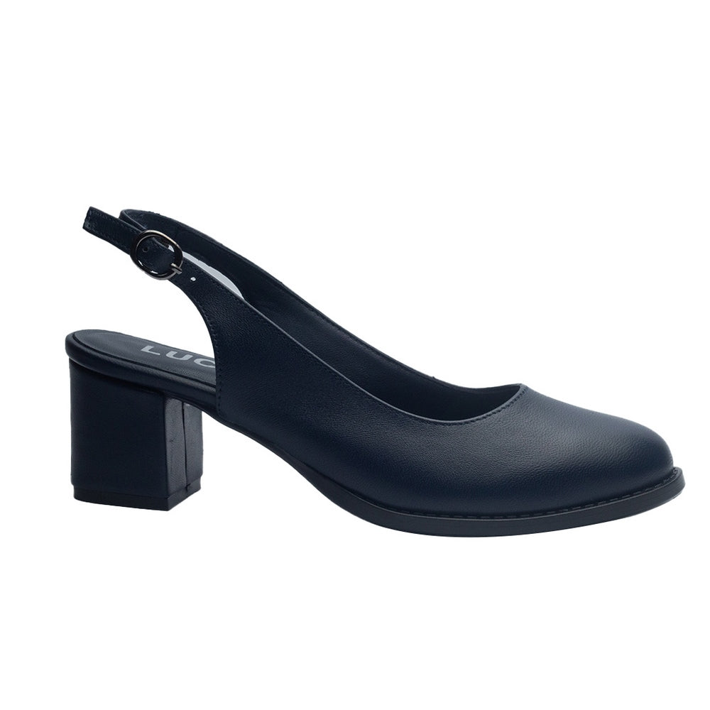 Women Dark Blue Leather Sandal #0950