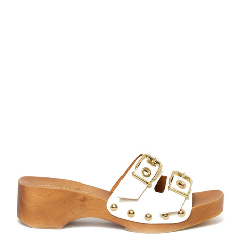 Spanish Women White Leather Slipper #9516