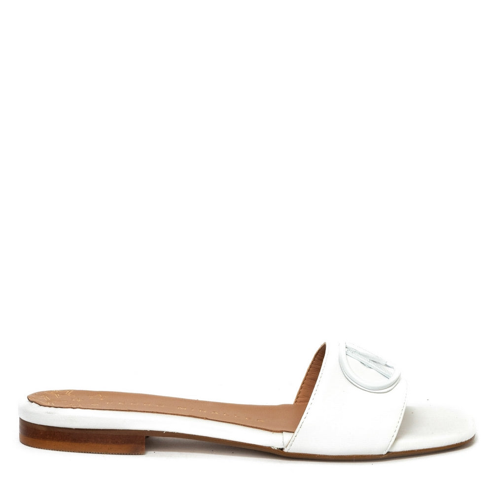 Spanish Women White Leather Slipper #9520