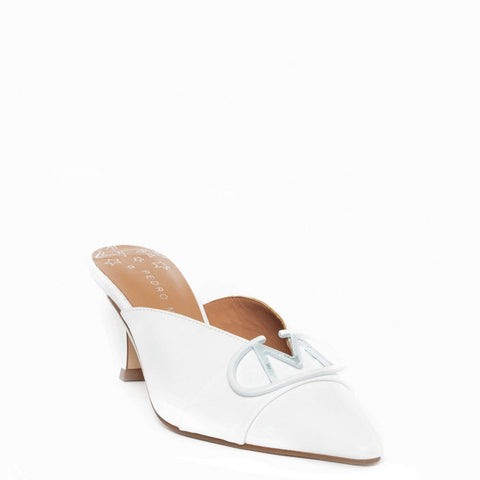 Spanish Women White Leather Heels #9538