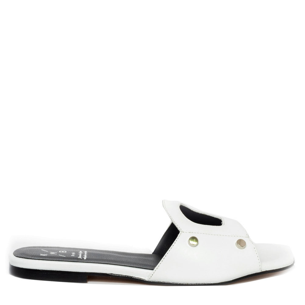 Spanish Women White Leather Slipper #9543