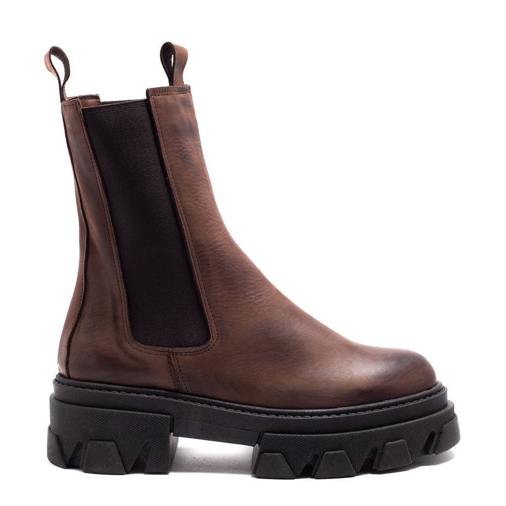 Italian Women Brown Leather Half Boot #0096