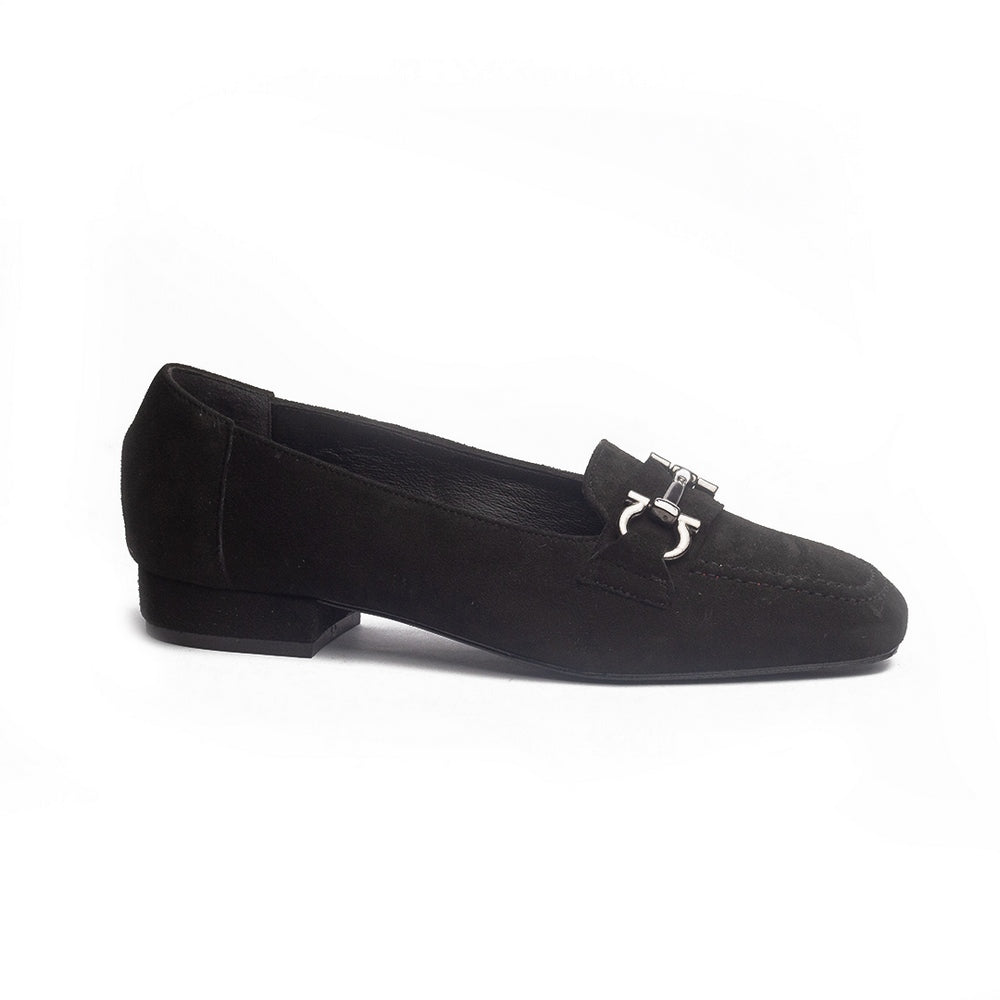 Women Black Chamois Shoes #0998