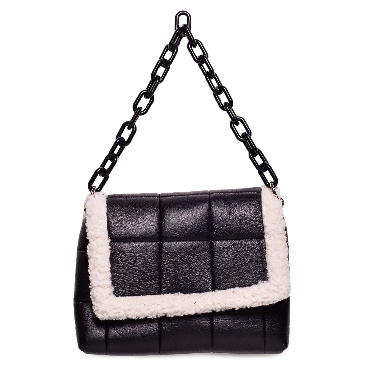 Italian Women Black Leather HandBag #1199